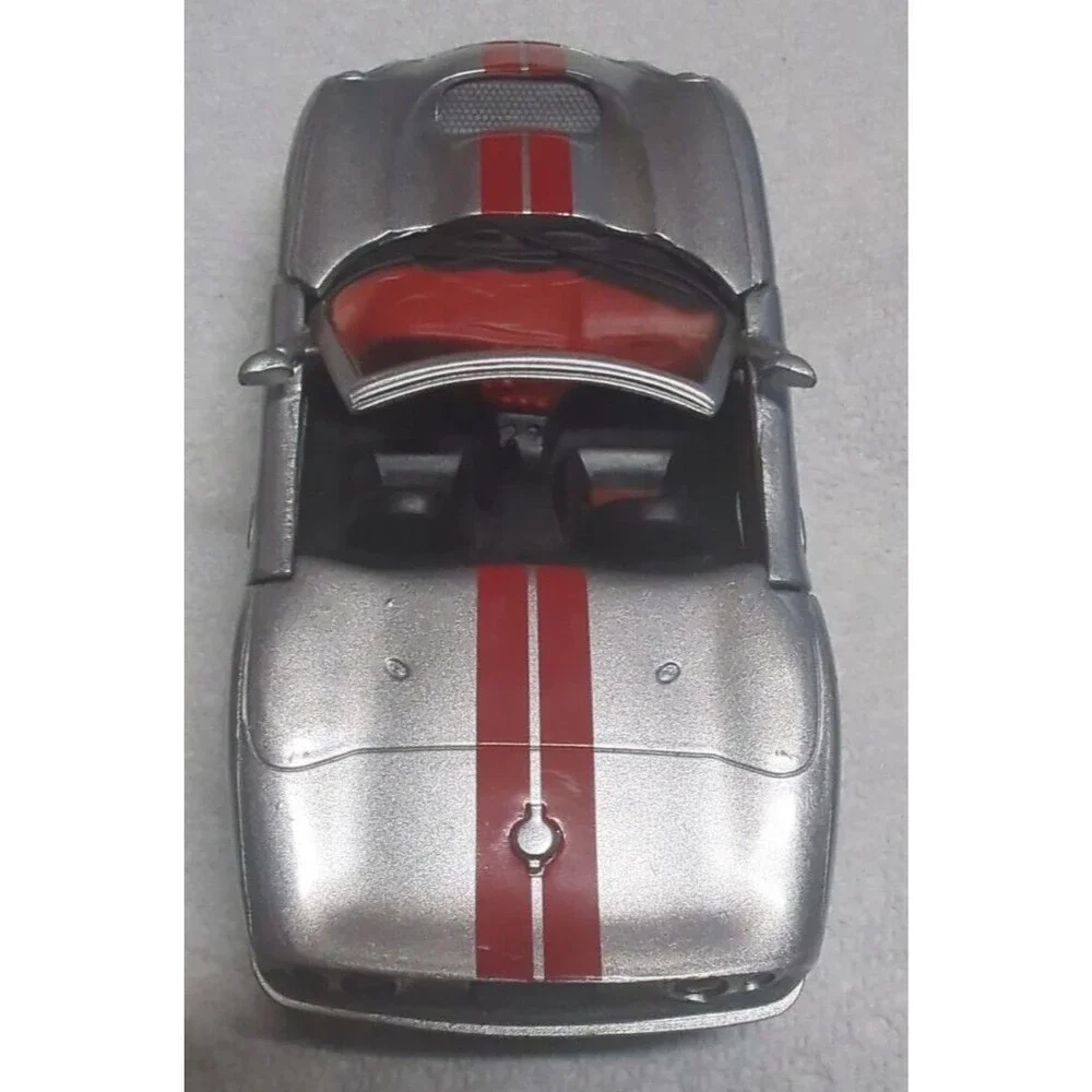 Vintage DieCast 2000 Shelby Series 1 Silver Red Stripe 1:32 Scale New Ray Brand